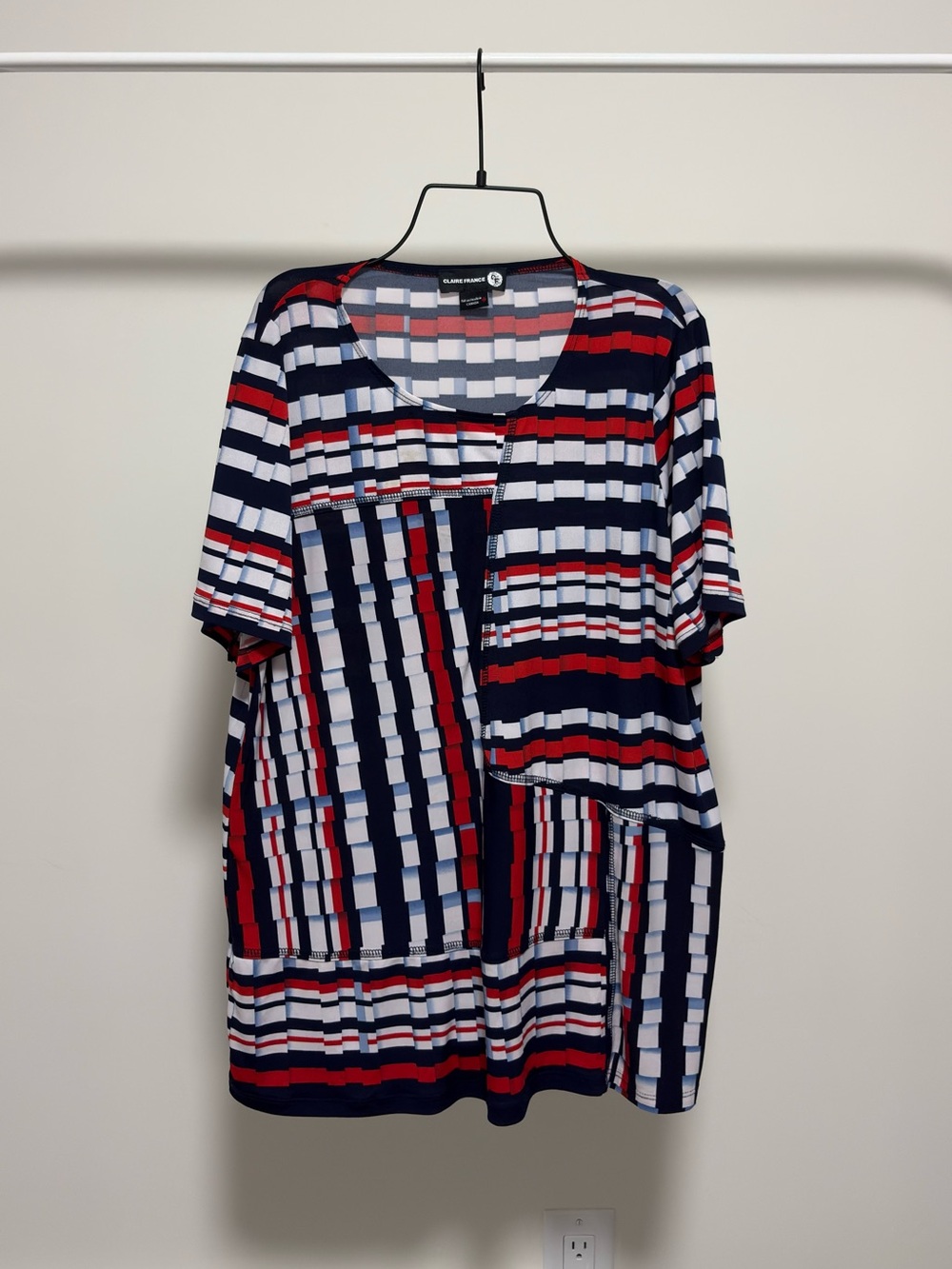 Claire France Made in Canada Geometric Stripe Top